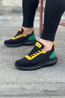 WG063 Erkek Günlük Bağcıklı Triko Süet Spor Sneaker Ayakkabı TSST - Siyah/Sarı WG063 Erkek Günlük Bağcıklı Triko Süet Spor Sneaker Ayakkabı TSST - Siyah/Sarı
