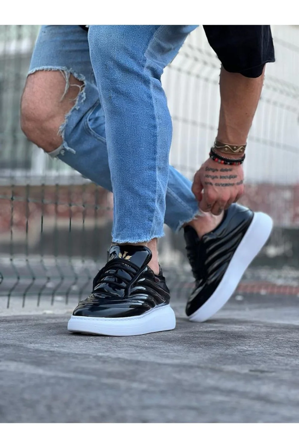WG094 Erkek Günlük Bağcıklı Rugan Spor Sneaker Ayakkabı RBT - Siyah WG094 Erkek Günlük Bağcıklı Rugan Spor Sneaker Ayakkabı RBT - Siyah