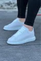 WG095 Erkek Günlük Bağcıklı Cilt Spor Sneaker Ayakkabı CBT - Beyaz