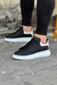 WG095 Erkek Günlük Bağcıklı Cilt Spor Sneaker Ayakkabı CBT - Siyah/Beyaz