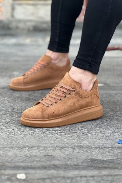 WG096 Erkek Günlük Bağcıklı Süet Spor Sneaker Ayakkabı STT - Taba