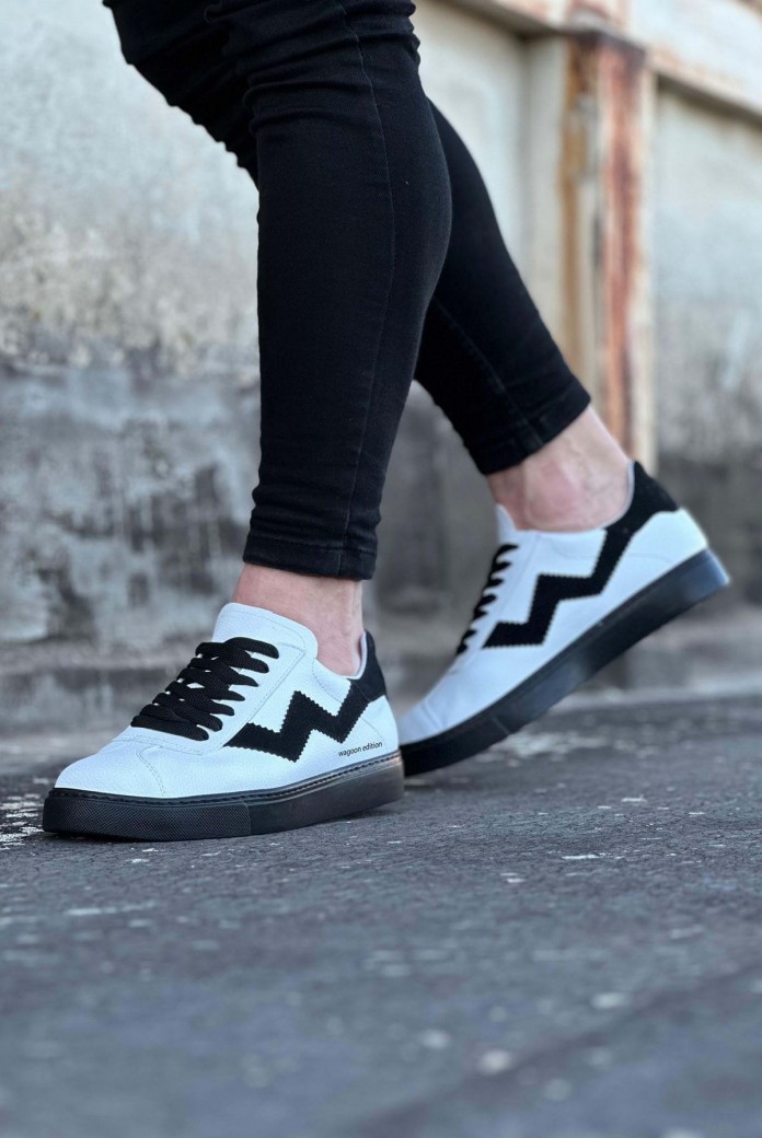 WG160 Erkek Günlük Bağcıklı Cilt Süet Spor Sneaker Ayakkabı CSST - Beyaz/Siyah WG160 Erkek Günlük Bağcıklı Cilt Süet Spor Sneaker Ayakkabı CSST - Beyaz/Siyah
