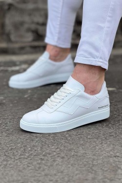 WG160 Erkek Günlük Bağcıklı Süet Cilt Spor Sneaker Ayakkabı SCBT - Beyaz