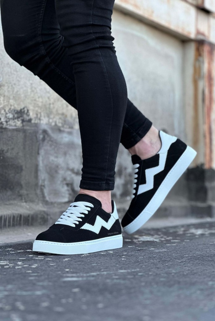 WG160 Erkek Günlük Bağcıklı Süet Cilt Spor Sneaker Ayakkabı SCBT - Siyah/Beyaz WG160 Erkek Günlük Bağcıklı Süet Cilt Spor Sneaker Ayakkabı SCBT - Siyah/Beyaz