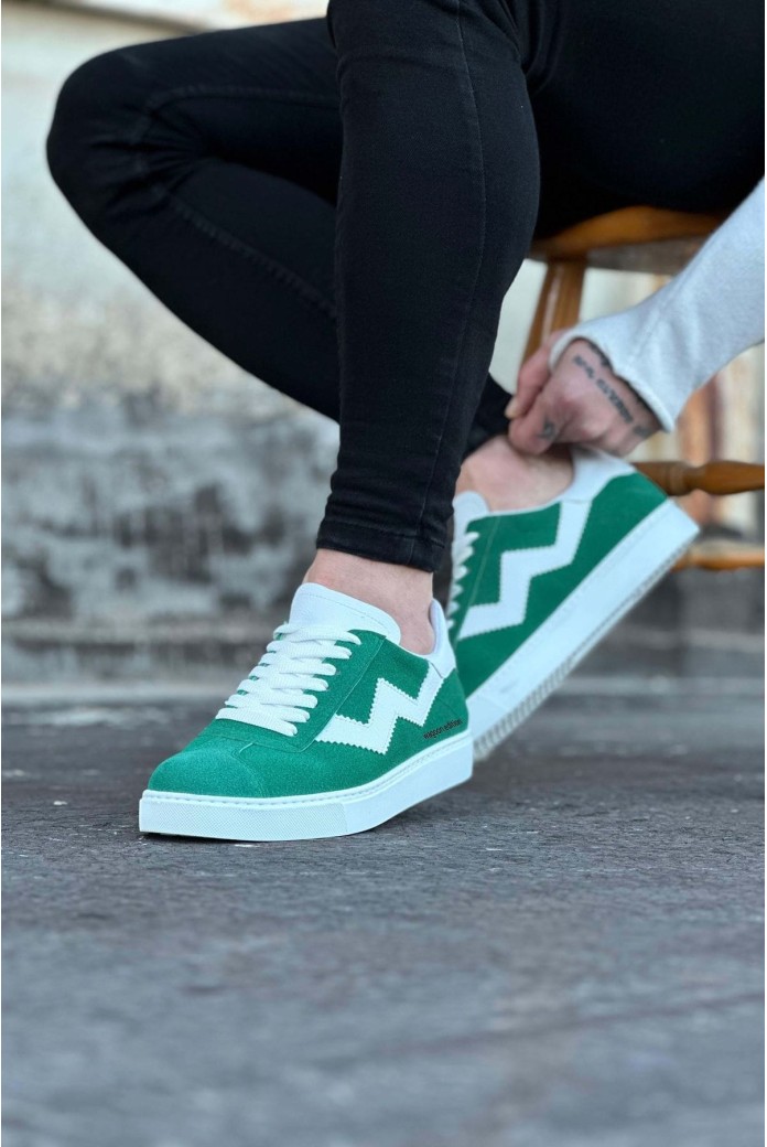 WG160 Erkek Günlük Bağcıklı Süet Cilt Spor Sneaker Ayakkabı SCBT - Yeşil/Beyaz WG160 Erkek Günlük Bağcıklı Süet Cilt Spor Sneaker Ayakkabı SCBT - Yeşil/Beyaz