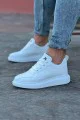 WG301 Erkek Günlük Bağcıklı Cilt Spor Sneaker Ayakkabı CBT - Beyaz