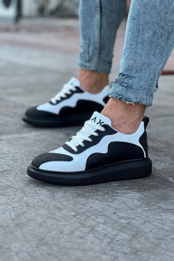 WG301 Erkek Günlük Bağcıklı Cilt Spor Sneaker Ayakkabı CST - Siyah/Beyaz WG301 Erkek Günlük Bağcıklı Cilt Spor Sneaker Ayakkabı CST - Siyah/Beyaz