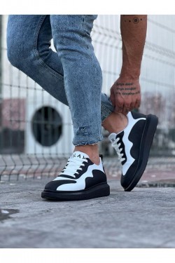 WG301 Erkek Günlük Bağcıklı Cilt Spor Sneaker Ayakkabı CST - Siyah/Beyaz WG301 Erkek Günlük Bağcıklı Cilt Spor Sneaker Ayakkabı CST - Siyah/Beyaz