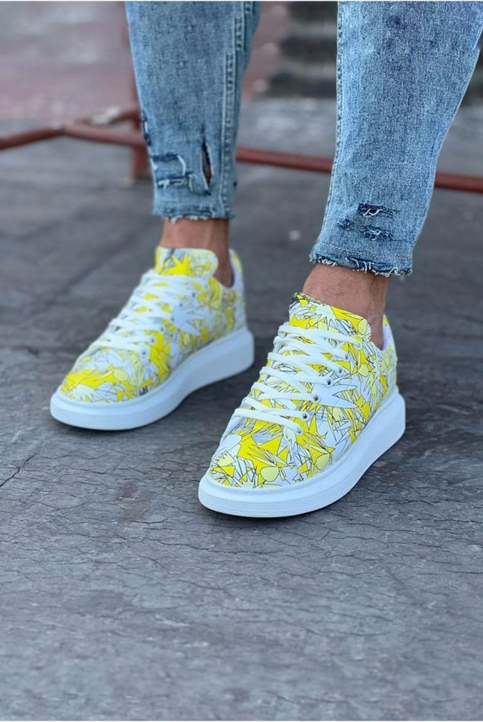 WG501 Erkek Günlük Bağcıklı Sarı Boyalı Cilt Spor Sneaker Ayakkabı CBT - Sarı WG501 Erkek Günlük Bağcıklı Sarı Boyalı Cilt Spor Sneaker Ayakkabı CBT - Sarı