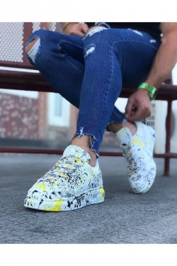 WG501 Erkek Günlük Bağcıklı Sarı Boyalı Cilt Spor Sneaker Ayakkabı CRT - Sarı WG501 Erkek Günlük Bağcıklı Sarı Boyalı Cilt Spor Sneaker Ayakkabı CRT - Sarı