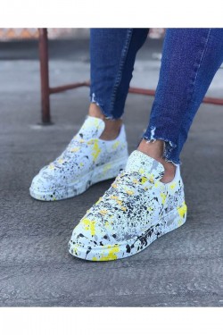 WG501 Erkek Günlük Bağcıklı Sarı Boyalı Cilt Spor Sneaker Ayakkabı CRT - Sarı WG501 Erkek Günlük Bağcıklı Sarı Boyalı Cilt Spor Sneaker Ayakkabı CRT - Sarı