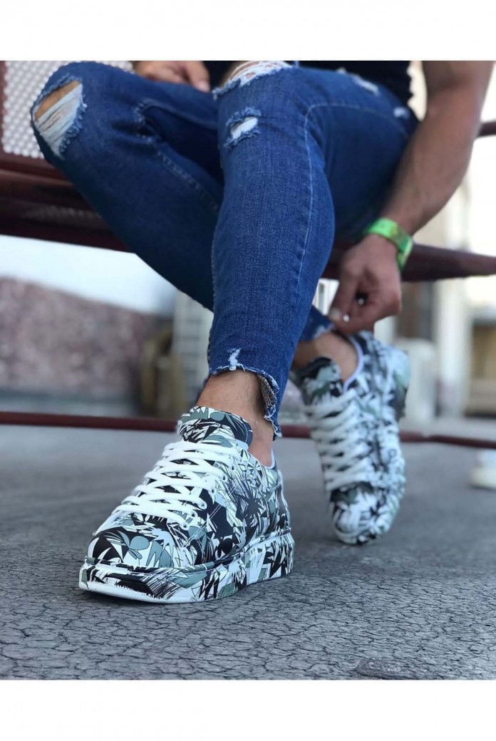 WG501 Erkek Günlük Bağcıklı Siyah Beyaz Boyalı Cilt Spor Sneaker Ayakkabı CRT - Siyah/Beyaz WG501 Erkek Günlük Bağcıklı Siyah Beyaz Boyalı Cilt Spor Sneaker Ayakkabı CRT - Siyah/Beyaz