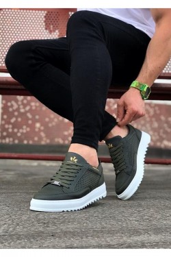 WG505 Erkek Günlük Bağcıklı Cilt Spor Sneaker Ayakkabı CBT - Haki