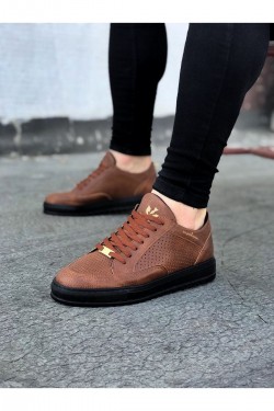 WG505 Erkek Günlük Bağcıklı Cilt Spor Sneaker Ayakkabı CST - Taba