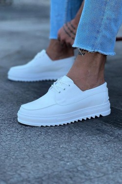 WG506 Erkek Günlük Bağcıklı Cilt Klasik Ayakkabı CBT - Beyaz