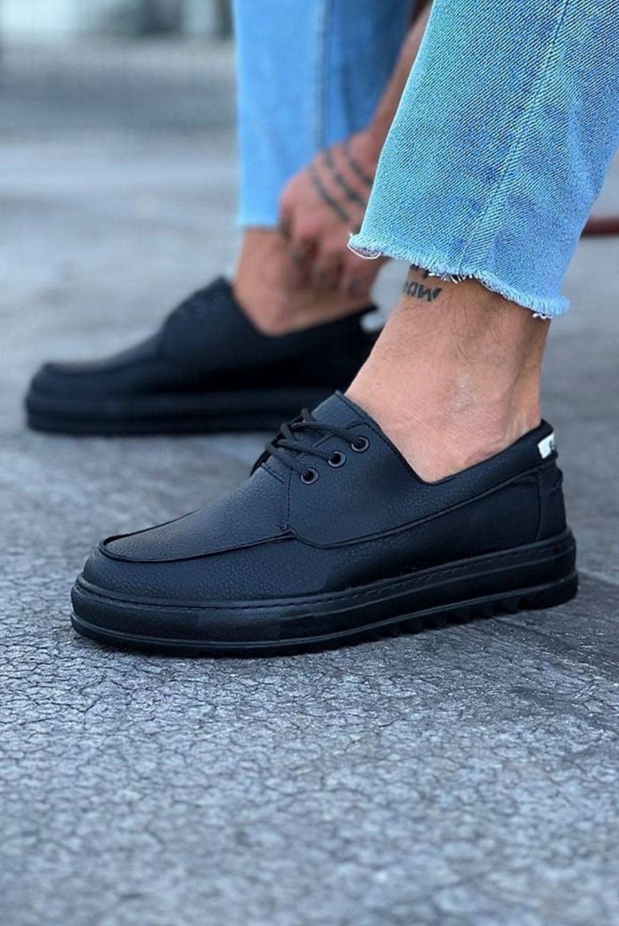 WG506 Erkek Günlük Bağcıklı Cilt Klasik Ayakkabı CST - Siyah