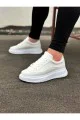 WG507 Erkek Günlük Bağcıklı Cilt Spor Sneaker Ayakkabı CBT - Beyaz