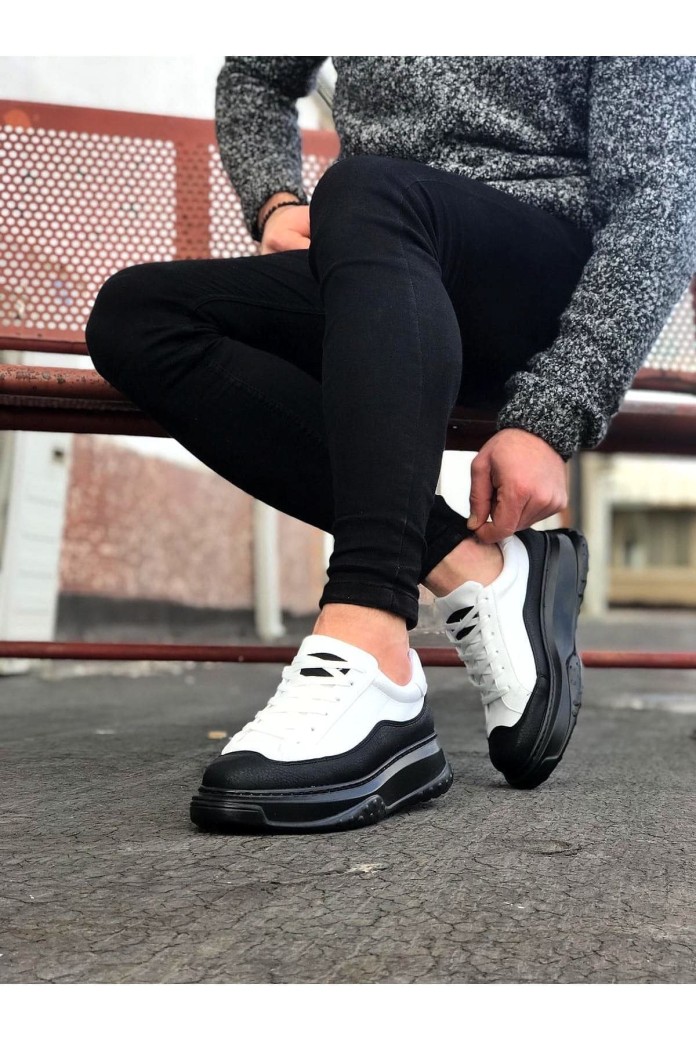 WG507 Erkek Günlük Bağcıklı Cilt Spor Sneaker Ayakkabı CST - Beyaz/Siyah WG507 Erkek Günlük Bağcıklı Cilt Spor Sneaker Ayakkabı CST - Beyaz/Siyah