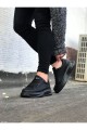 WG507 Erkek Günlük Bağcıklı Cilt Spor Sneaker Ayakkabı CST - Siyah