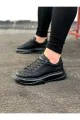 WG507 Erkek Günlük Bağcıklı Cilt Spor Sneaker Ayakkabı CST - Siyah