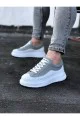 WG507 Erkek Günlük Bağcıklı Süet Cilt Spor Sneaker Ayakkabı SCBT - Gri/Beyaz