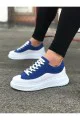 WG507 Erkek Günlük Bağcıklı Süet Cilt Spor Sneaker Ayakkabı SCBT - Mavi/Beyaz