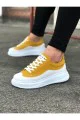 WG507 Erkek Günlük Bağcıklı Süet Cilt Spor Sneaker Ayakkabı SCBT - Sarı/Beyaz