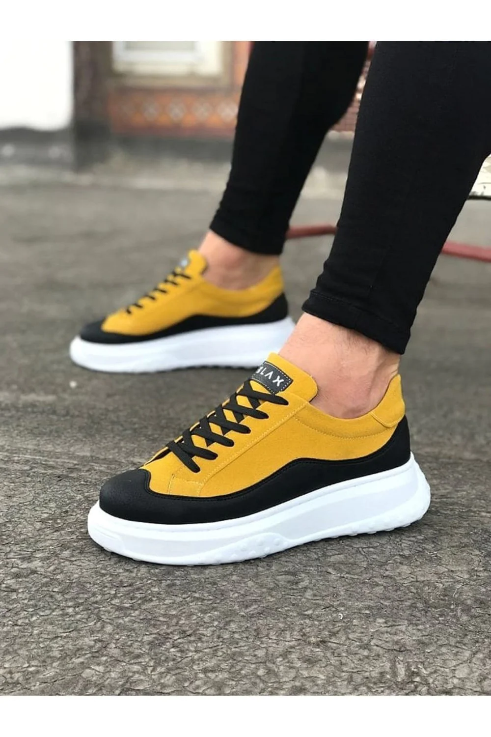 WG507 Erkek Günlük Bağcıklı Süet Cilt Spor Sneaker Ayakkabı SCBT - Sarı/Siyah WG507 Erkek Günlük Bağcıklı Süet Cilt Spor Sneaker Ayakkabı SCBT - Sarı/Siyah
