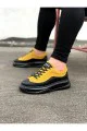 WG507 Erkek Günlük Bağcıklı Süet Cilt Spor Sneaker Ayakkabı SCST - Sarı/Siyah